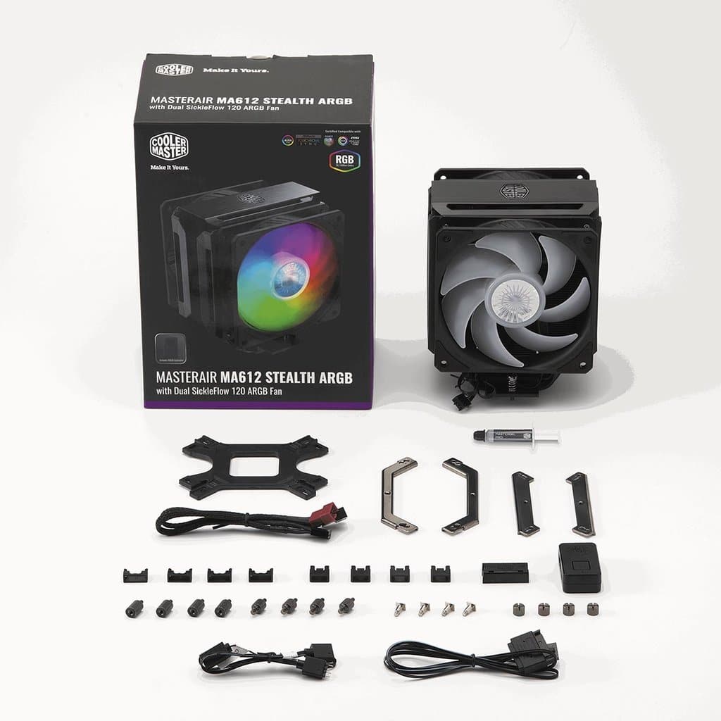 COOLER MASTER MA612 Stealth ARGB Single Tower CPU Air Cooler (Black)