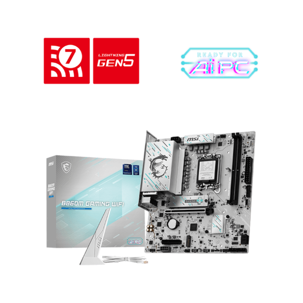 MSI B860M Gaming Wifi7 DDR5 Intel Motherboard ( White )