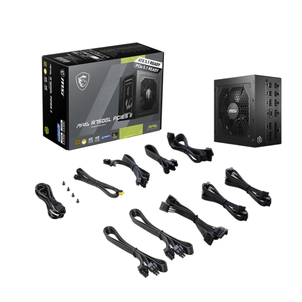 MSI MAG A750GL PCIE5 II 750W 80+ Gold ATX 3.1 Fully Modular Power Supply ( 750W )