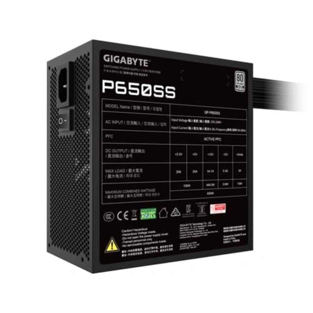 GIGABYTE P650SS 80+ Silver ATX 3.1 Non Modular Power Supply ( Black ) ( 650W )