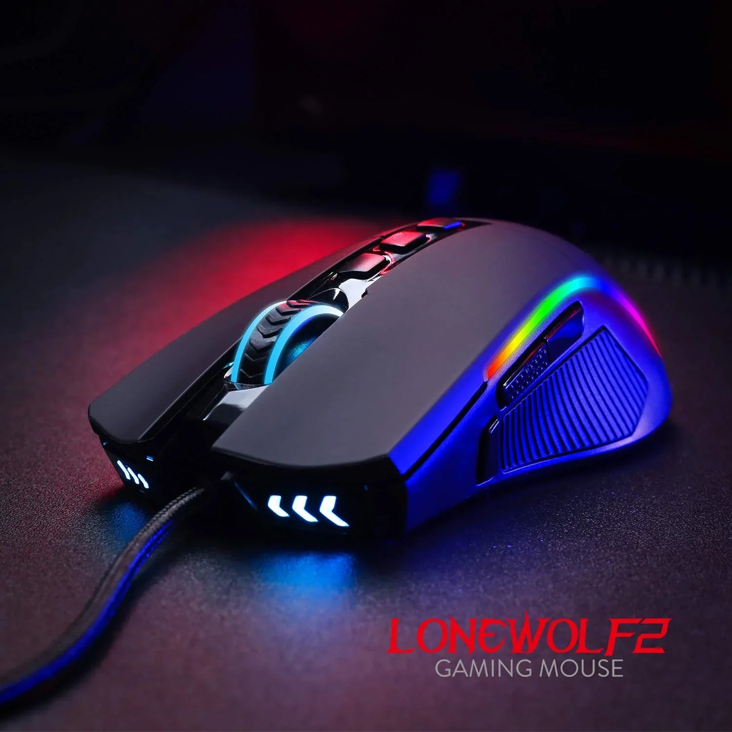 REDRAGON Lone Wolf 2 M721 Pro Wired Ergonomic Gaming Mouse ( M721-PRO ( 16000DPI / 10 Macro Button ) ( Black )