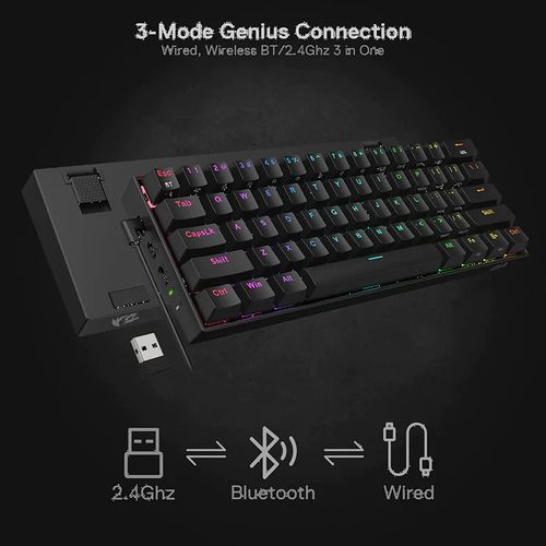 REDRAGON K530 Pro Draconic 60% Mechanical Wireless Gaming Keyboard ( Black ) ( Brown )