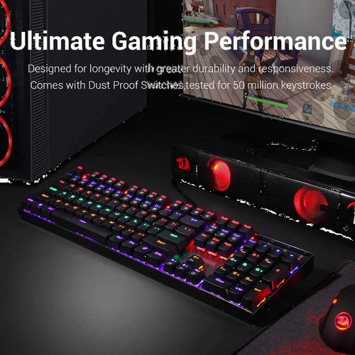 REDRAGON Vara K551 Full Size Rainbow Backlit Wired Mechanical Gaming Keyboard ( Black ) ( Red Switch )