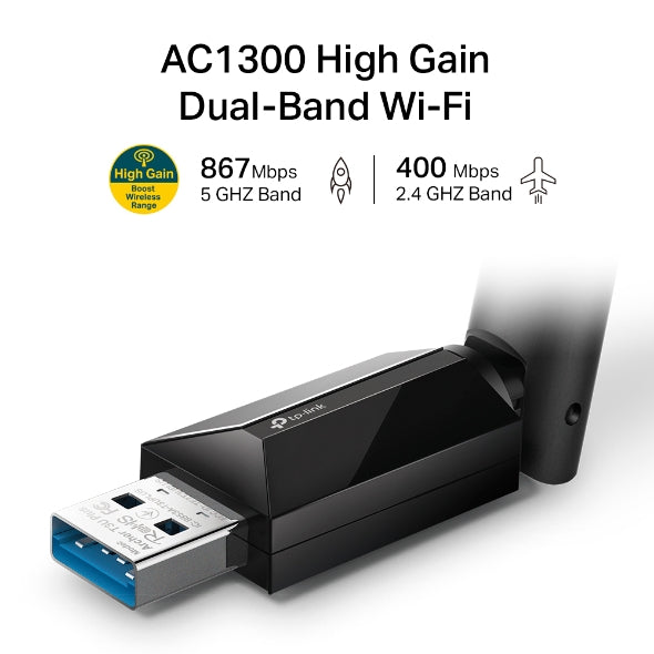 TPLink Archer T3U Plus AC1300 High Gain Wireless Dual Band USB Adapter