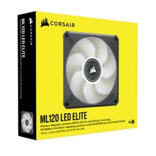 CORSAIR ML120 Elite 120mm White Premium PWM Magnetic Levitation Cabinet Fan (Black) (Single Pack)