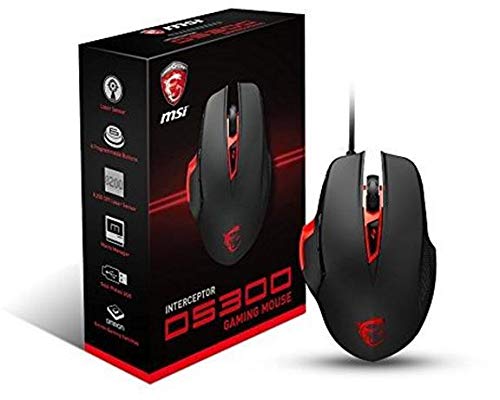 MSI Interceptor DS300 Wired Ergonomic Gaming Mouse ( INTERCEPTOR-DS300 ) ( 8200DPI / 6 Macro Button ) ( Black )
