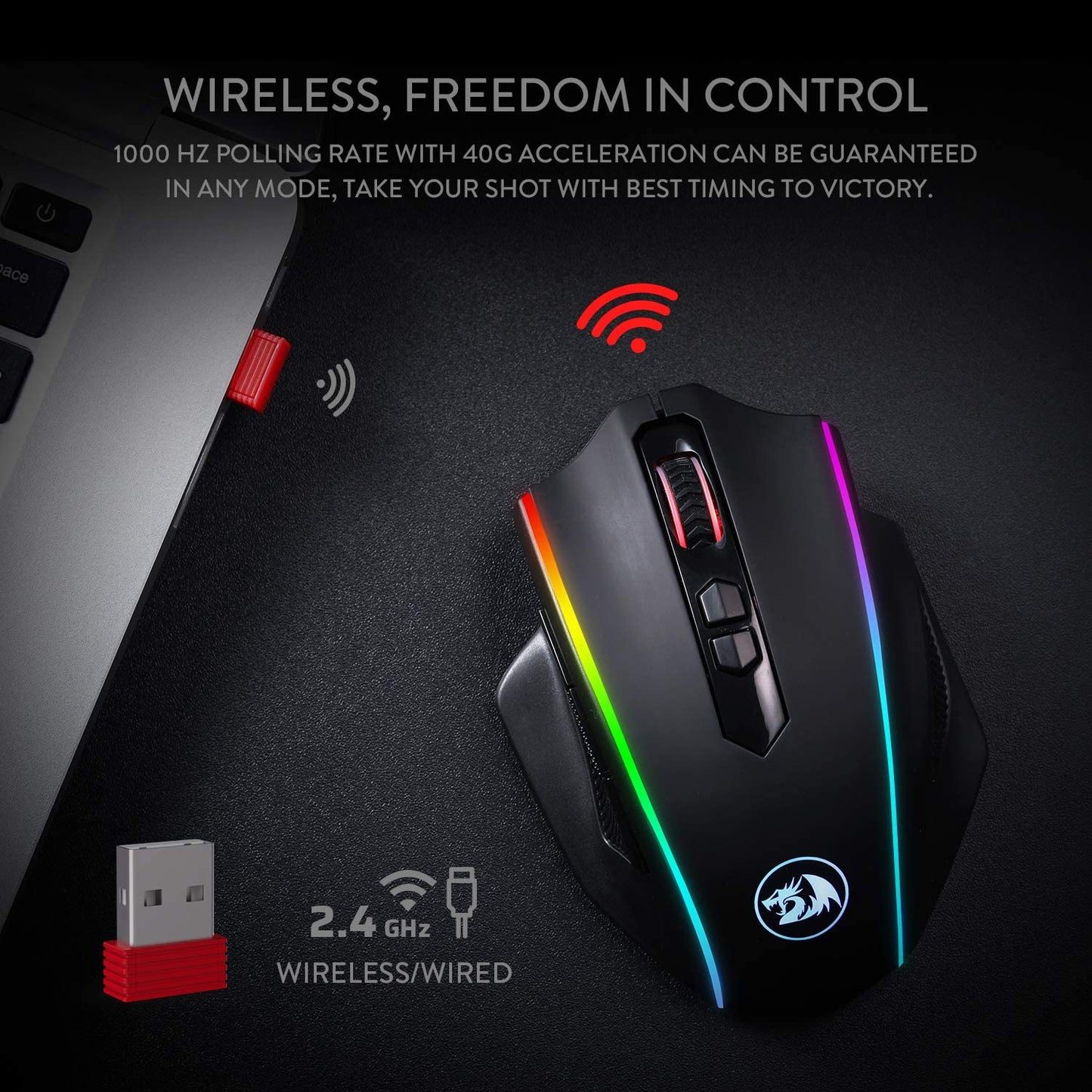 REDRAGON M686 Vampire Wired Ergonomic Gaming Mouse ( M686 ) ( 16000DPI / 8 MAcro Button ) ( Black )