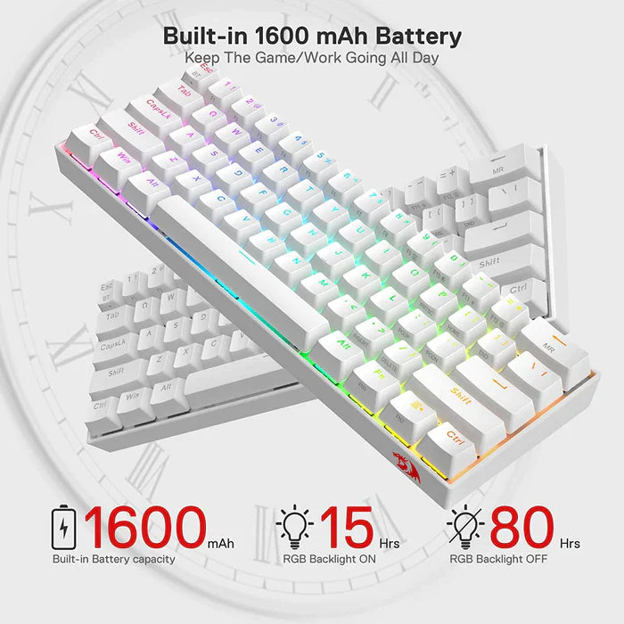 REDRAGON K530 Pro Draconic 60% Mechanical Wireless Gaming Keyboard ( White ) ( Red Switch )