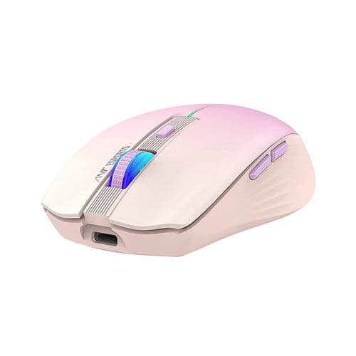 ANT ESPORTS GM400W Wireless Ambidextrous RGB Gaming Mouse ( GM400W-RGB-LIGHT-PINK ) ( 3200DPI / 6 Macro Buttons ) ( Light Pink )