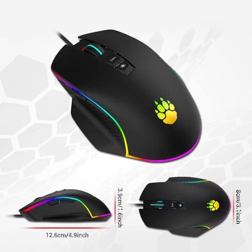 CLAW Chuff Wired Ergonomic Gaming Mouse ( 6400DPI / 7 Macro Buttons ) ( Black )