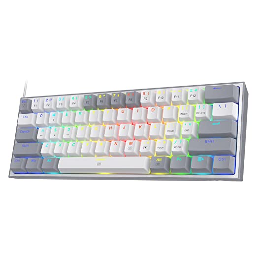 REDRAGON K617 Fizz 60% Mechanical Wired Gaming Keyboard ( White / Grey ) ( Red Linear Switch )