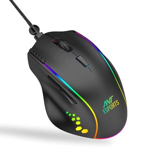 ANT ESPORTS GM600 Wired Ergonomic Optical Gaming Mouse ( GM600-RGB-BLACK ) ( 7200DPI / 7 Macro Buttons ) ( Black )