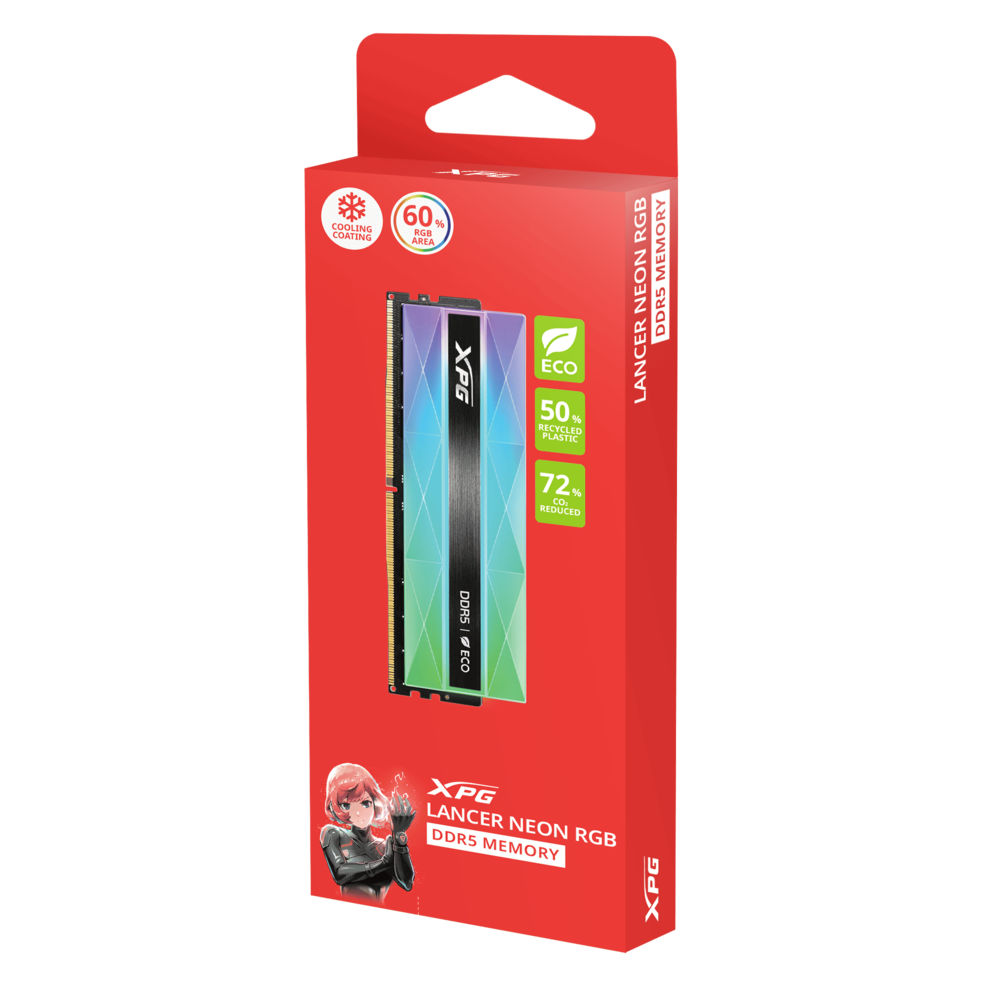 ADATA XPG Lancer Neon RGB 16GB ( 16GBx 1 ) 6000MHz DDR5 Ram ( Black ) ( CL30 )