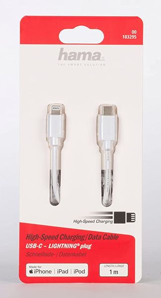 HAMA 183295 Charging Data Cable USB Type-C Lightning 1m Cable ( White )