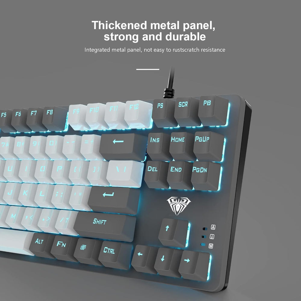 AULA F3287 Tenkeyless Wired Mechanical Gaming Keyboard ( Grey/White ) ( Blue Switch ) ( F3287GW )