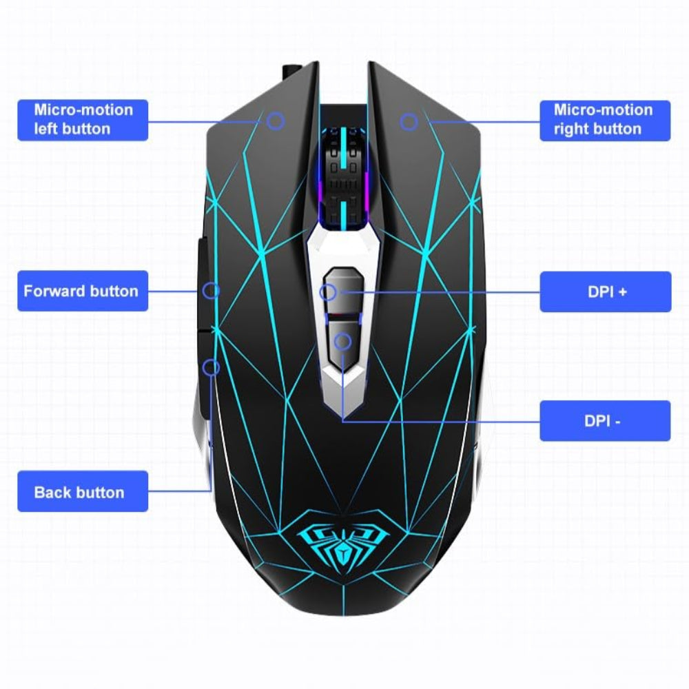 AULA T201 Full Size Membrane Wired Gaming Keyboard and Mouse Combo ( Black )