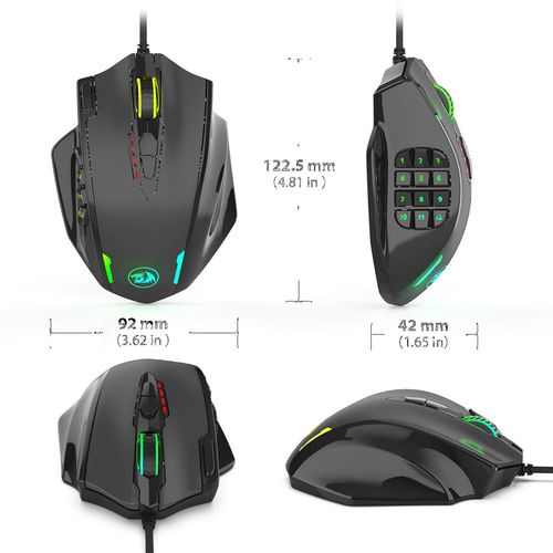 REDRAGON M908 Impact RGB LED Wired Ergonomic Gaming Mouse ( M908 ) ( 3200DPI / 6 Macro Button ) ( Black )