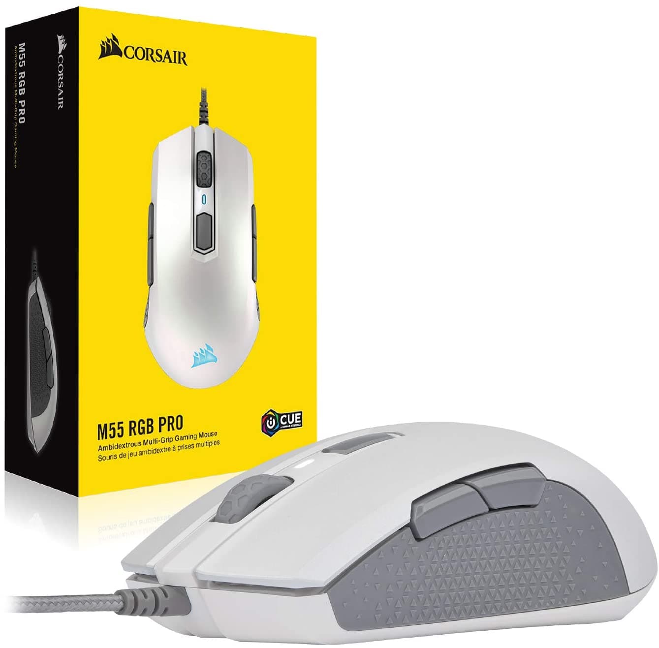 CORSAIR M55 Pro Wired Ambidextrous RGB Gaming Mouse ( CH-9308111-AP ) ( 12000DPI / 8 Macro Buttons ) ( White)