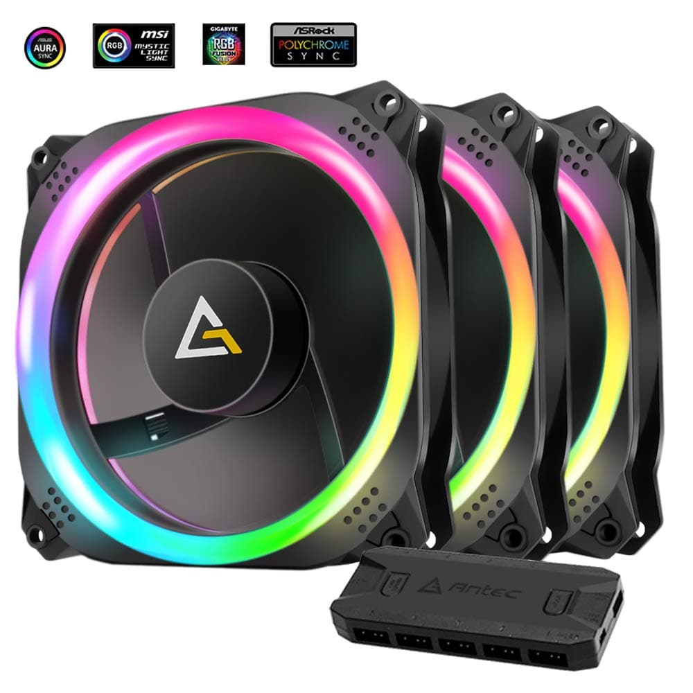 ANTEC Prizm 120mm ARGB Dual Ring Cabinet Fans With LED Controller ( Triple Pack )