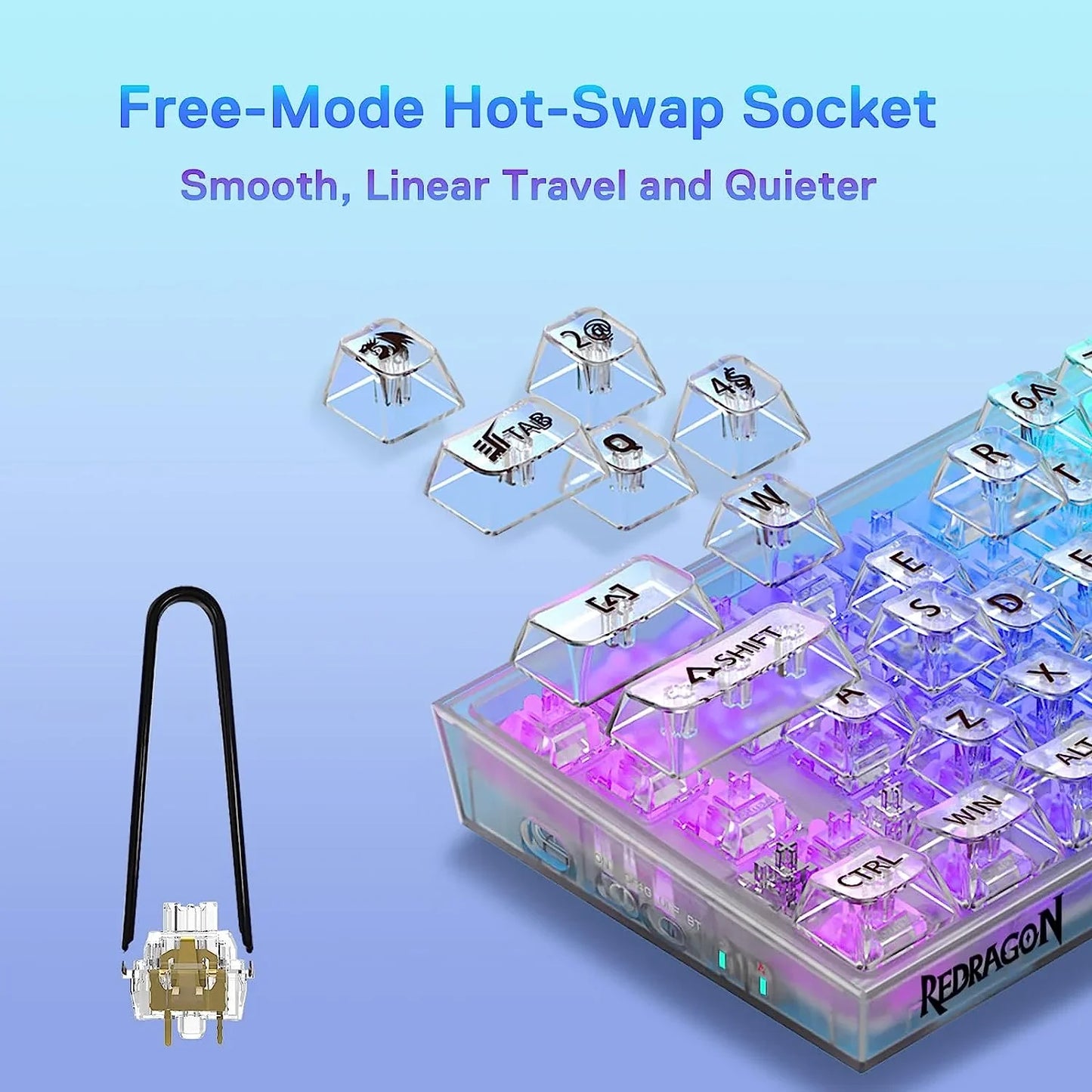 REDRAGON K631 Pro Castor 65% Mechanical Wired Gaming Keyboard ( Black ) ( Translucent Custom Switch )