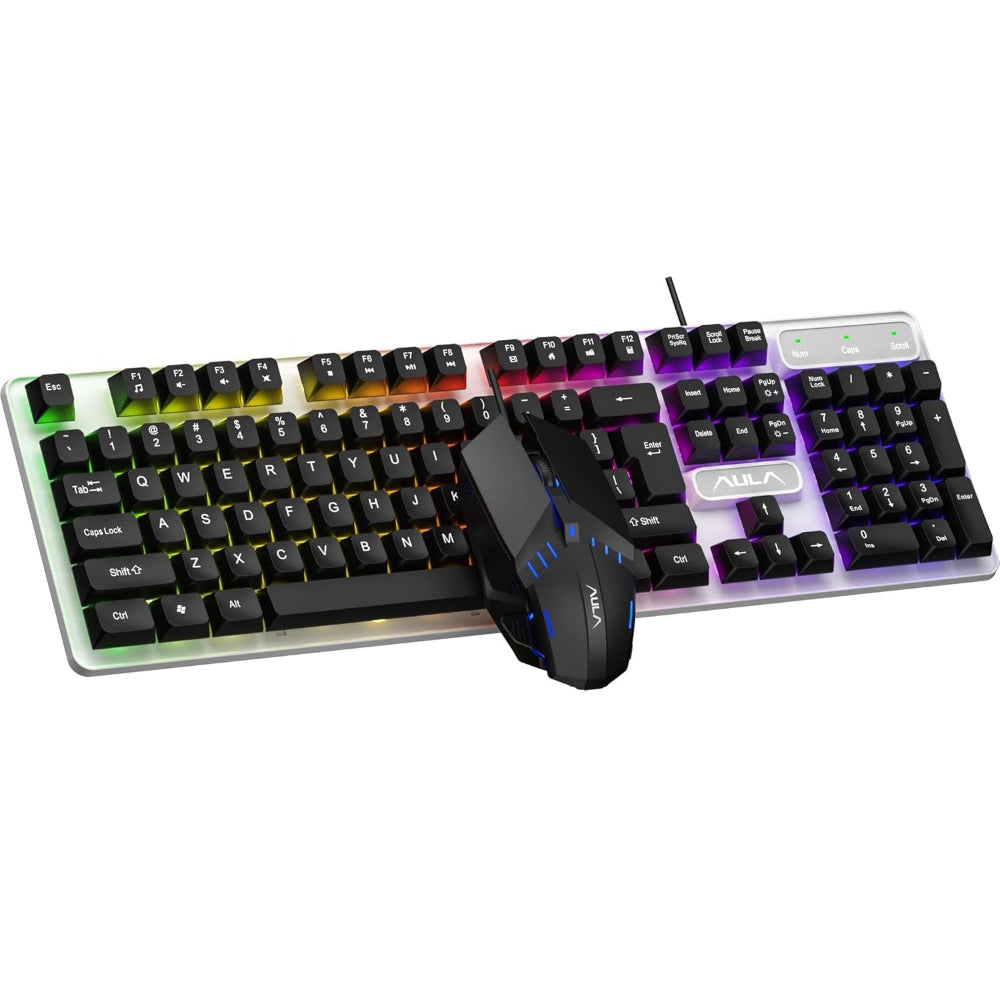 AULA F3061 Full Size Membrane Wired Gaming Keyboard and Mouse Combo ( Black ) ( Membrane Switch )
