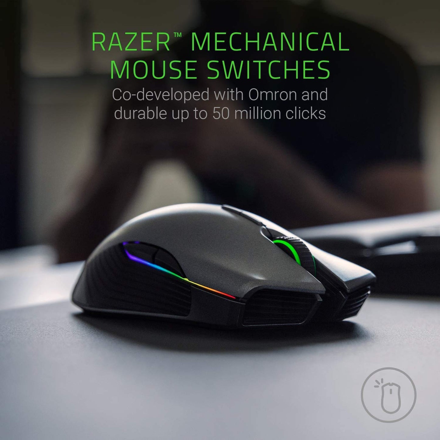 RAZER Lanc ead Wireless Ambidextrous Gaming Mouse ( RZ01-02120100-R3A1) (16000DPI / 7 Macro Button ) ( Black )