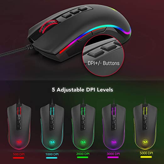 REDRAGON Cobra M711 Wired Ergonomic Gaming Mouse ( Cobra M711 ) ( 10000DPI / 8 Macro Button ) ( Black )