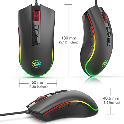 REDRAGON Cobra M711 Wired Ergonomic Gaming Mouse ( Cobra M711 ) ( 10000DPI / 8 Macro Button ) ( Black )