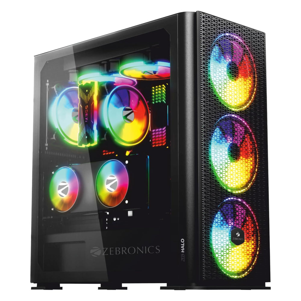 ZEBRONICS Halo Premium ATX Mid Tower Cabinet ( Black )
