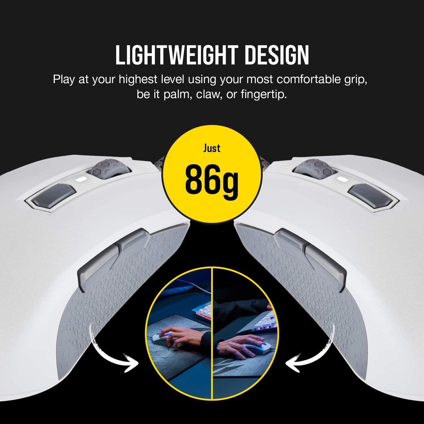 CORSAIR M55 Pro Wired Ambidextrous RGB Gaming Mouse ( CH-9308111-AP ) ( 12000DPI / 8 Macro Buttons ) ( White)
