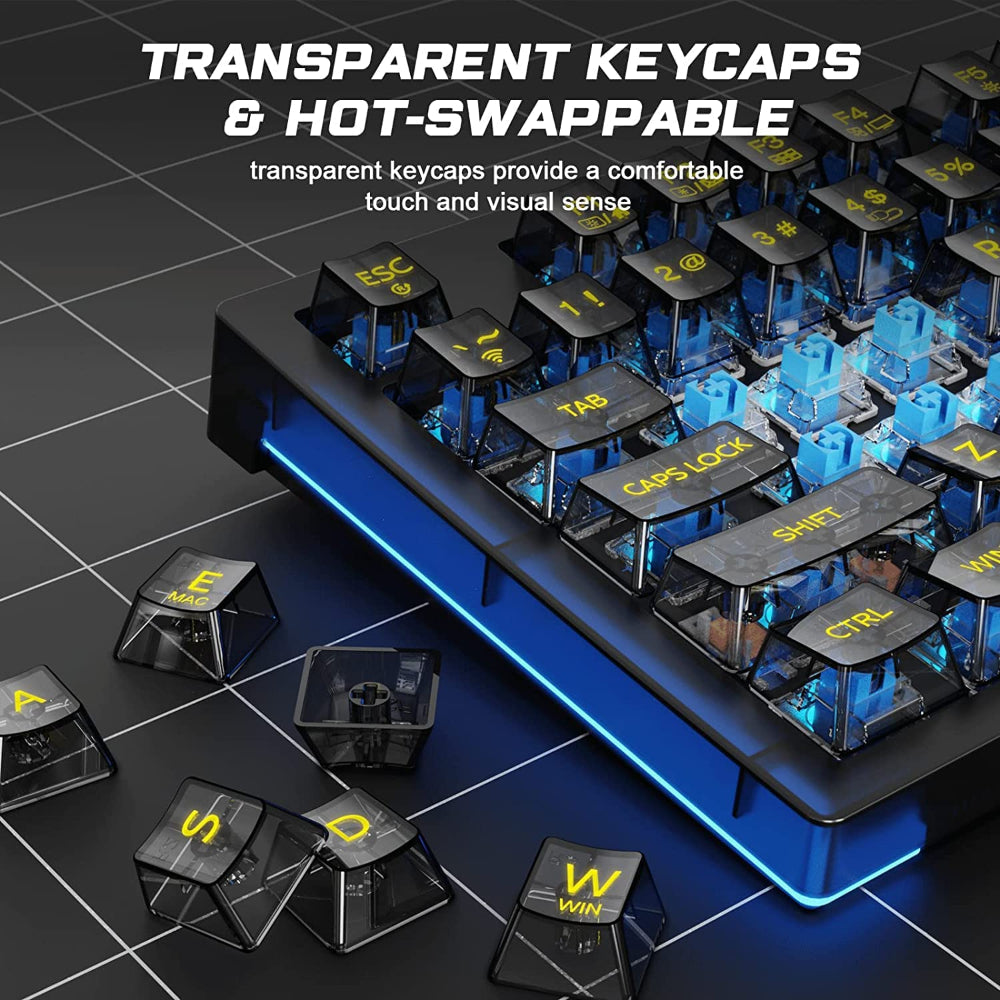 AULA F2183 TKL RGB Wireless Bluetooth Mechanical Gaming Keyboard ( Black ) ( Clicky Blue Switch ) (F2183)