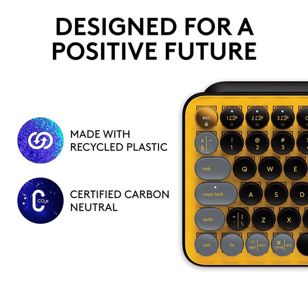 LOGITECH POP Keys 60% Semi Mechanical Wireless Keyboard ( Yellow ) ( Brown Switch )