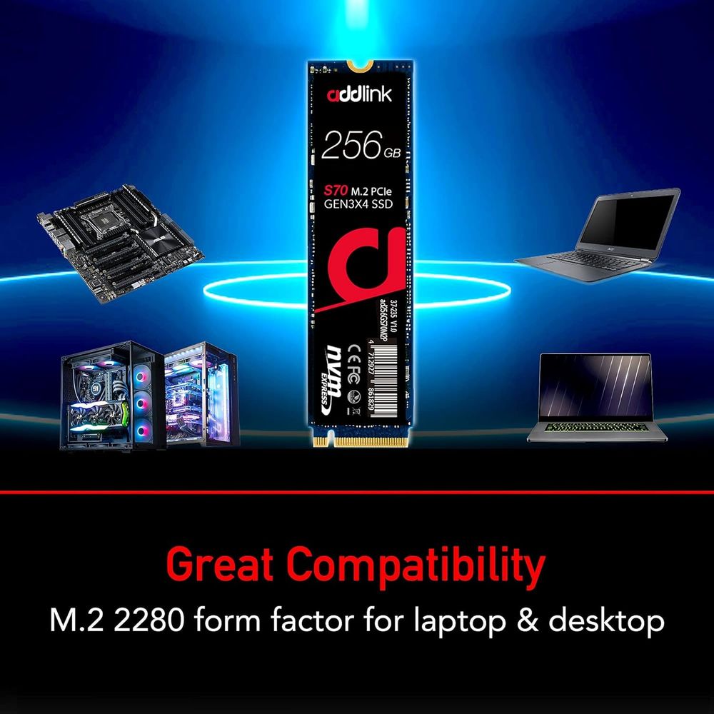 ADDLINK S70 256GB M.2 NVME Gen3 Internal Solid State Drive ( SSD )