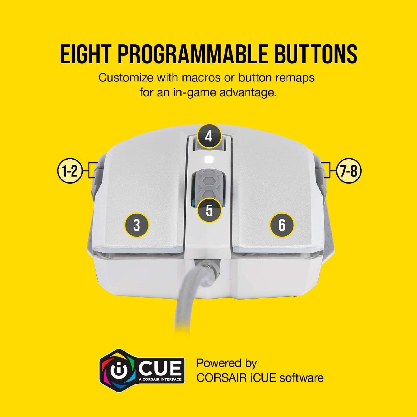 CORSAIR M55 Pro Wired Ambidextrous RGB Gaming Mouse ( CH-9308111-AP ) ( 12000DPI / 8 Macro Buttons ) ( White)