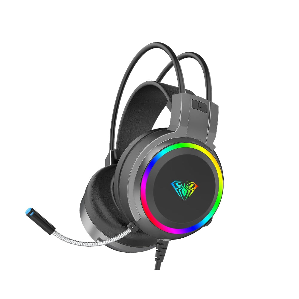 AULA S608 Wired Stereo RGB Gaming Headphone ( Black ) ( PC/Gaming Console/Mobile ) ( S608B )