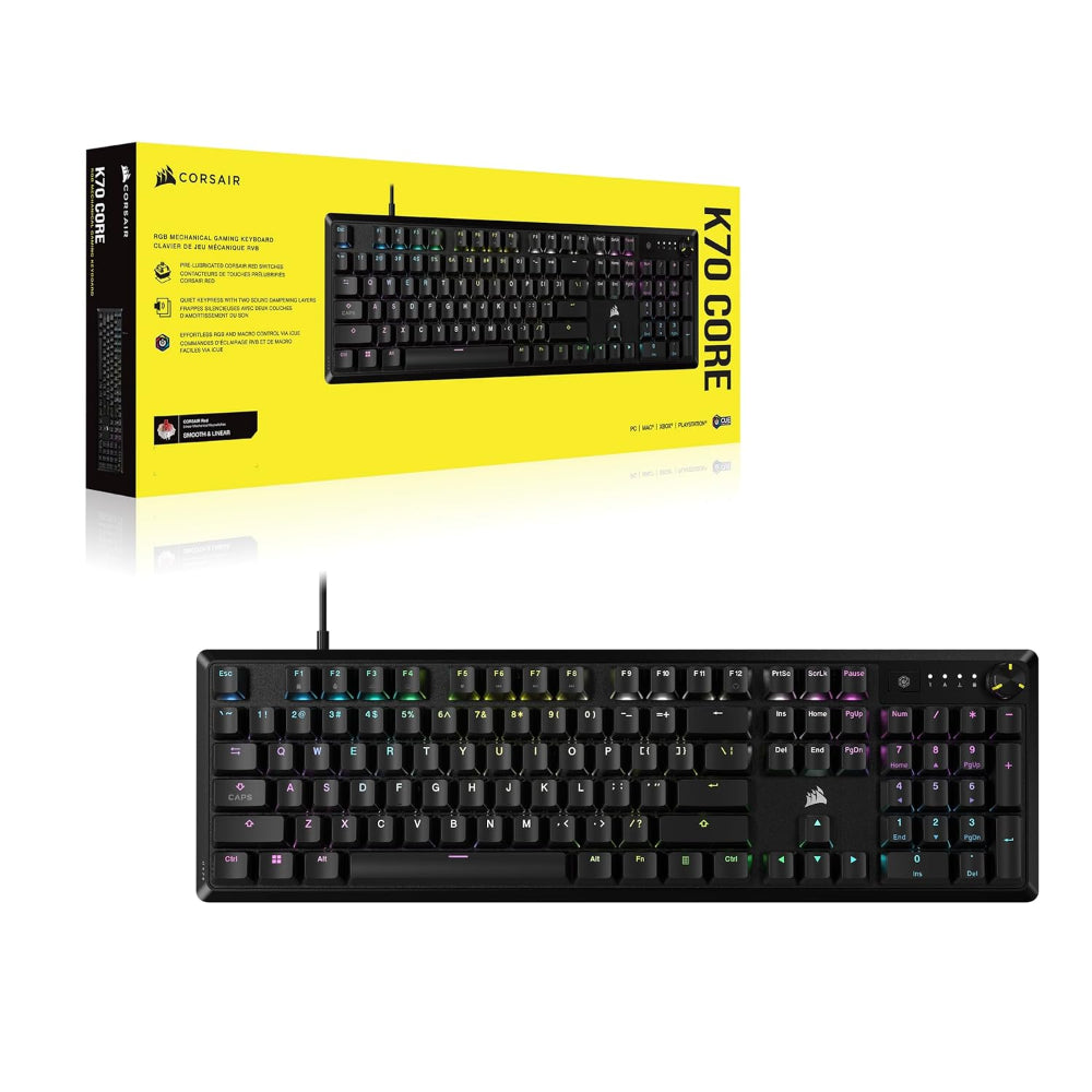 CORSAIR K70 Core Wired Full Size RGB Mechanical Gaming Keyboard ( Black ) ( Red Linear Switch )