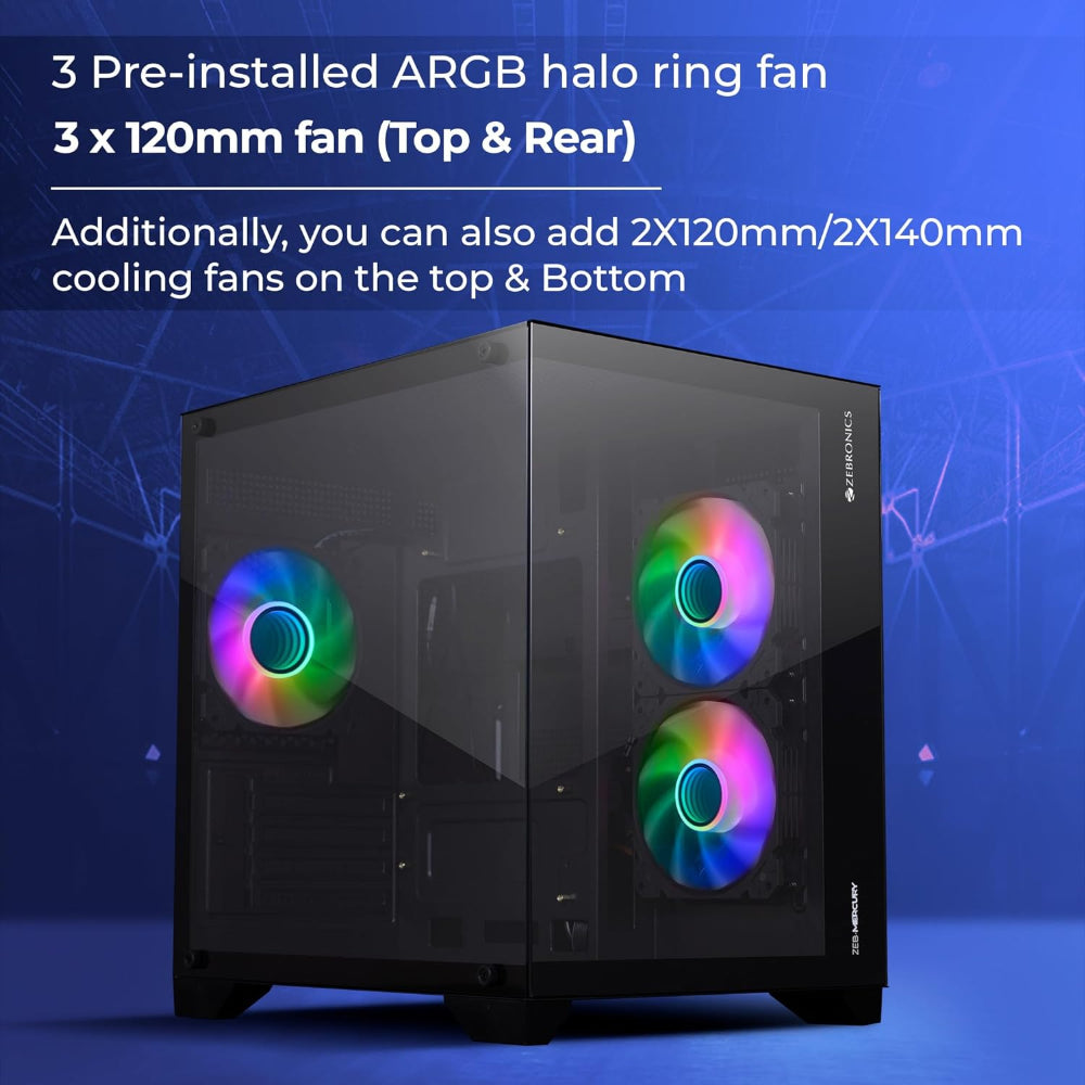 ZEBRONIC Mercury ARGB MATX Mid Tower Cabinet ( Black )