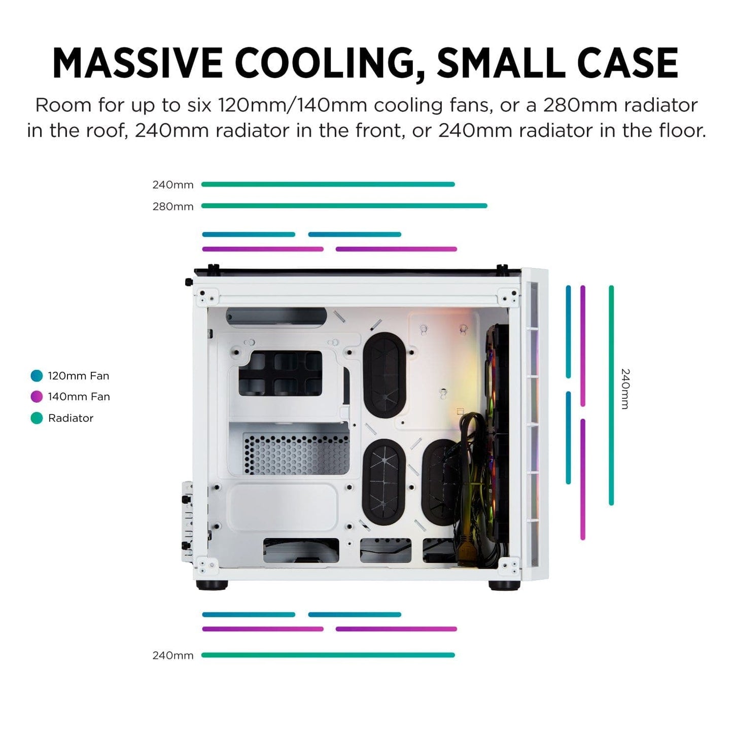 CORSAIR 280X RGB MATX Mini Tower Cabinet (White)