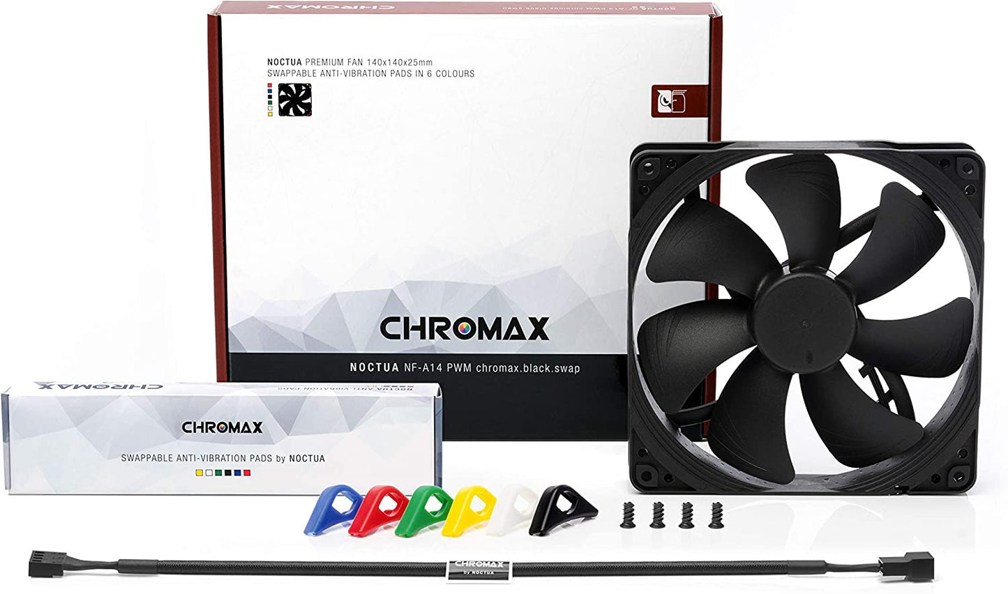NOCTUA NF-A14 PWM 140mm Non-RGB Chromax Black Cabinet Fan (Single Pack)