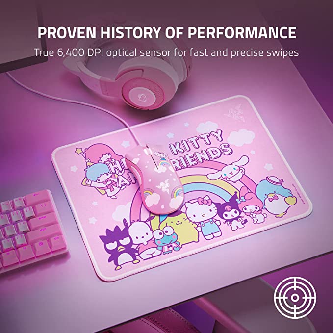 RAZER DeathAdder Essential Mouse Plus Goliathus Medium Wired Ergonomic Gaming Mouse ( RZ83-03850100-B3M1 ) ( 6400DPI / 5 Macro Button ) ( Hello Kitty And Friend Edition )