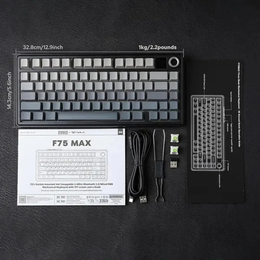 AULA F75 MAX 75% RGB Mechanical Wireless Gaming Keyboard ( Gradient Gray ) ( F75MaxGrR) ( Reaper Switch )