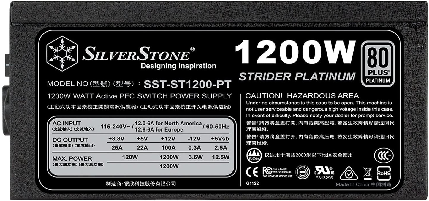 SILVERSTONE ST1200 1200W 80+ Platinum Fully Modular ATX 2.0 Power Supply
