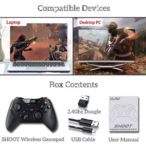 CLAW Shoot Wireless Gamepad Controller for PC (2.4Ghz + USB)