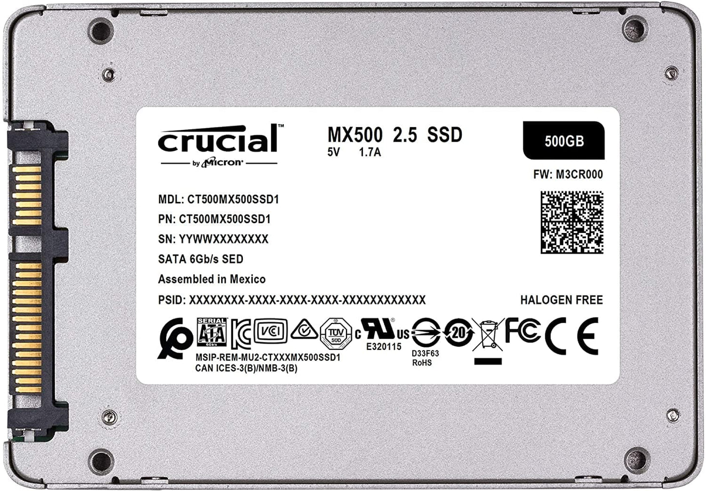 CRUCIAL MX500 500GB 3D NAND 2.5 SATA SATA 3 Solid State Drive (SSD)