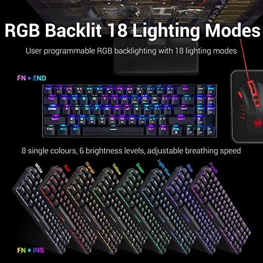 REDRAGON Deimos K599 60% RGB Mechanical Wireless Gaming Keyboard ( Black ) ( Red Switch )