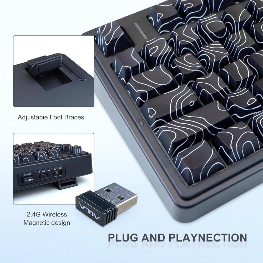 AULA F75 75% Side Engraved Tri Mode Wireless Mechanical Gaming Keyboard ( Black Contour - Star Vector Switch )