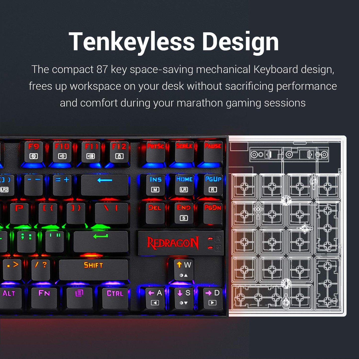 REDRAGON Kumara K552 Rainbow Tenkeyless Mechanical Gaming Keyboard ( Black ) ( Red Switch )