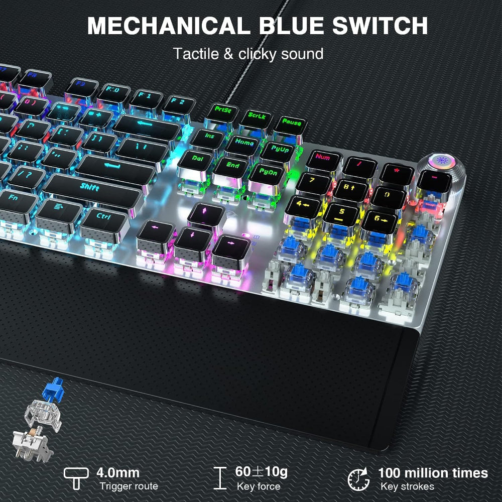 AULA F2088 Full Size Wired Mechanical Gaming keyboard ( Black ) ( Blue Switch ) ( F2088B )