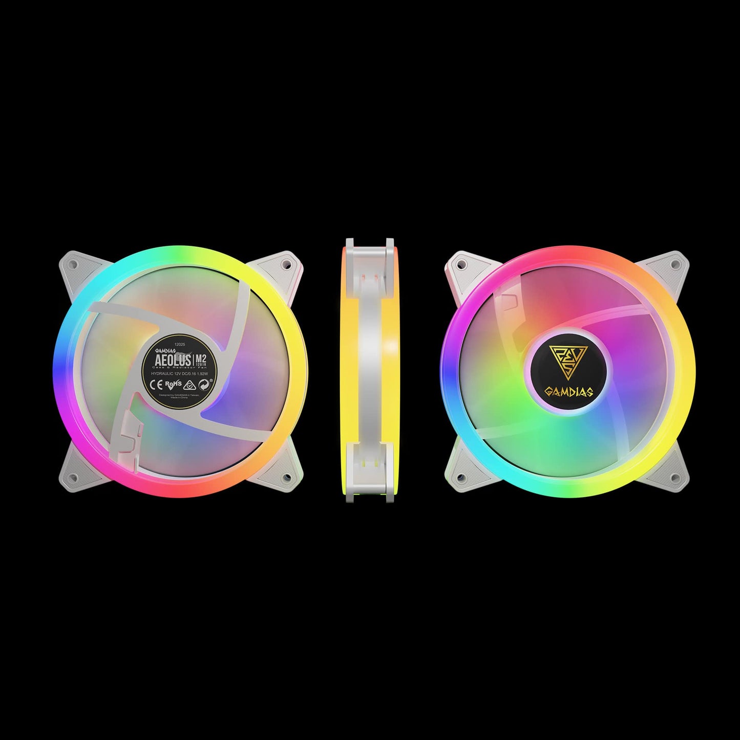 GAMDIAS AEOLUS M2-1204R ARGB Fan Kit ( White )