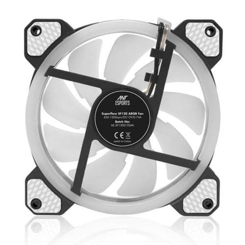 ANT ESPORTS SuperFlow V2 1200RPM 120mm Auto RGB Cabinet Fan (Black) (Single Pack)